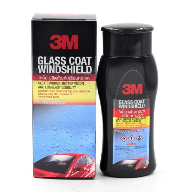 Dung dịch phủ chống bám nước kính lái, kính hậu, kính cửa xe ô tô 3M Glasscoat Windshield PN08889LT 200ml