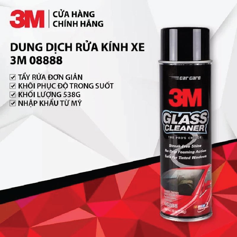 Dung dịch rửa, vệ sinh kính xe hơi 3M Glass Cleaner 08888 538g