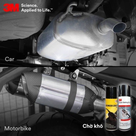 Chai xịt phủ pô mạ kẽm chịu nhiệt chống rỉ sét, bảo vệ pô 3M Silencer Coating SL250 màu bạc 250ml