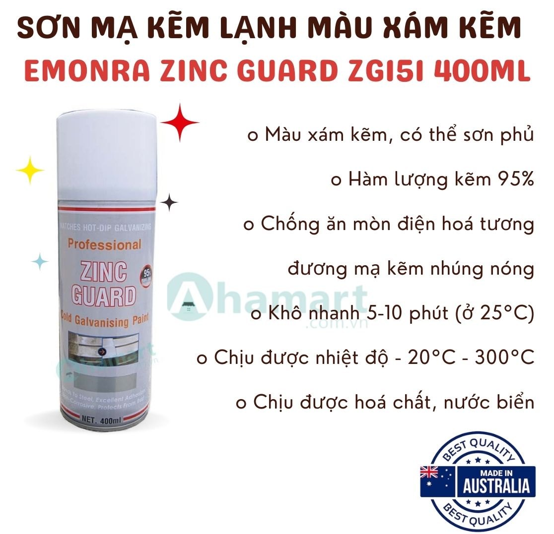 Sơn mạ kẽm lạnh Emonra Zinc Guard ZG151 màu xám kẽm sáng