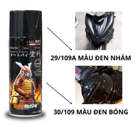 Chai xịt sơn xe Samurai màu đen mờ nhám 29/109A 400ml