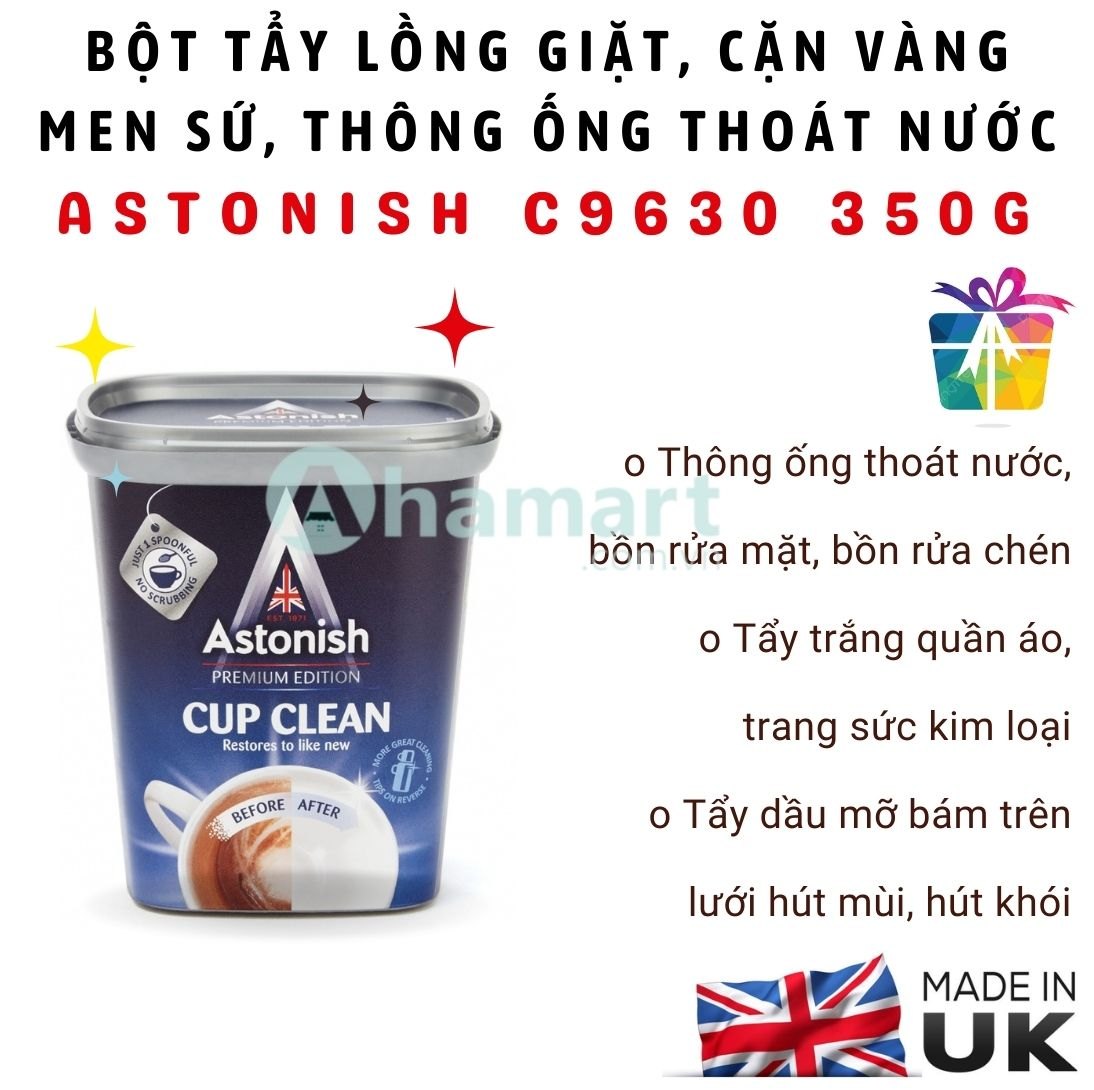 Bột tẩy đa năng vệ sinh cặn mốc ly tách, lồng máy giặt, thông ống thoát nước Astonish C9630 350g