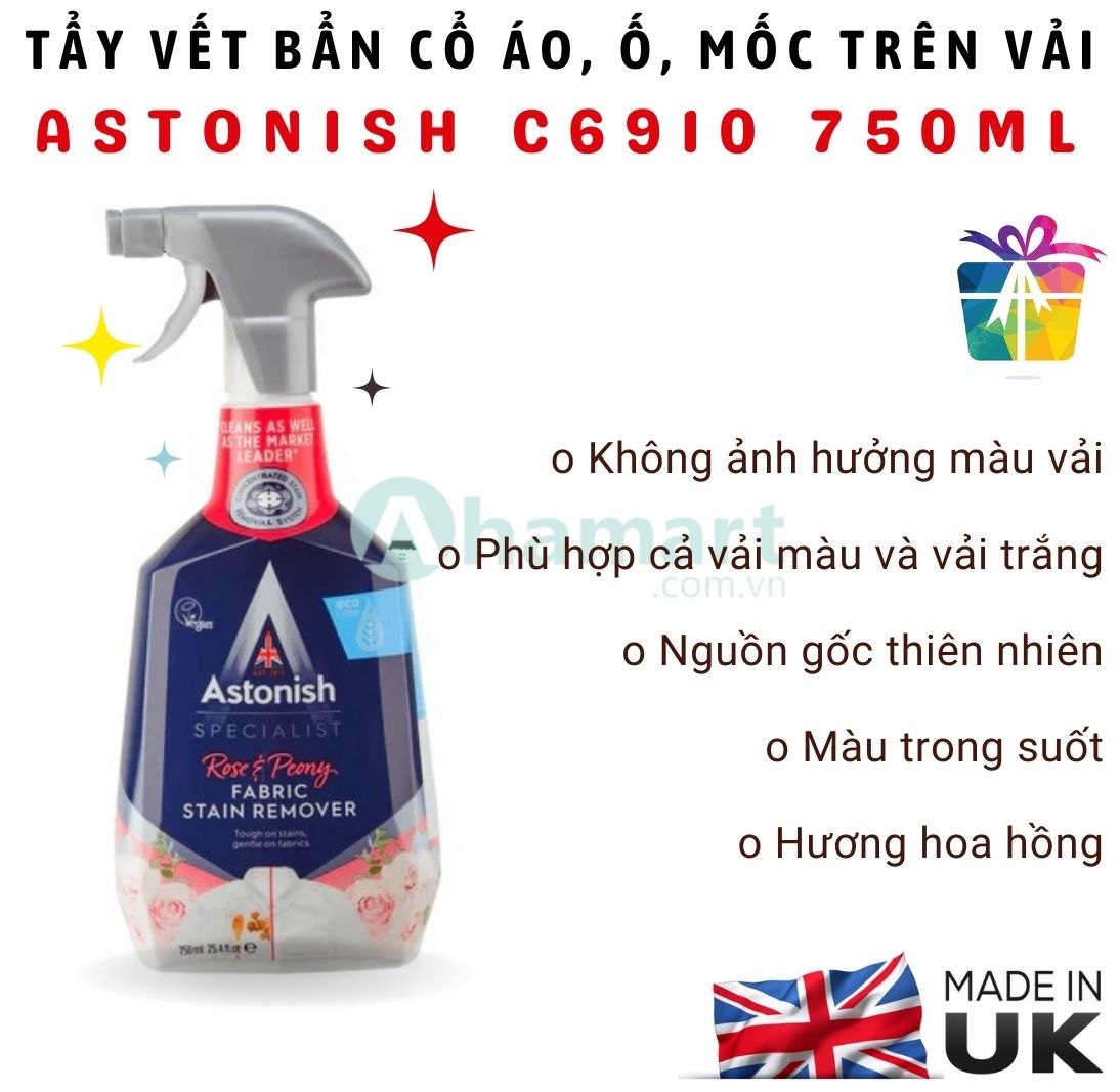 Bình xịt tẩy vết bẩn cổ áo, ố, mốc trên vải Astonish C6910 750ml