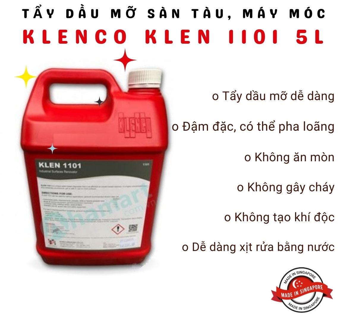 Dung dịch tẩy dầu mỡ công nghiệp, sàn tàu thủy, máy móc, động cơ Klenco Klen 1101 5L