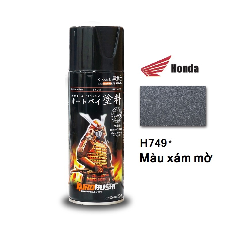 Chai xịt sơn Samurai H749 màu xám mờ nhám 400ml