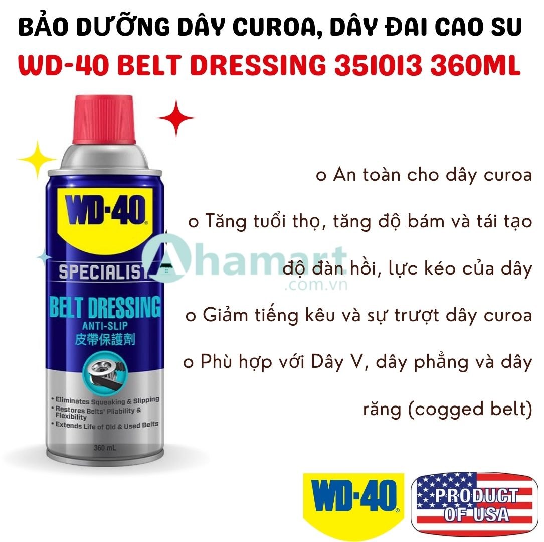 Chai Xịt Bảo Dưỡng Dây Curoa WD-40 Belt Dressing 351013 360ml