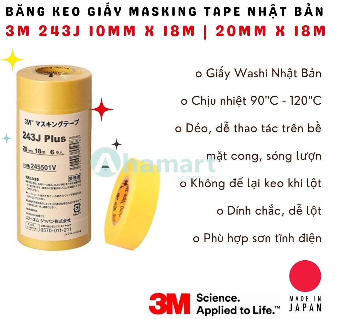 Băng keo giấy 3M 243J che sơn Masking Tape