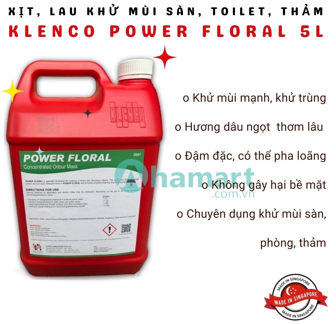 Dung dịch xịt, lau khử mùi cực mạnh Klenco Power Floral