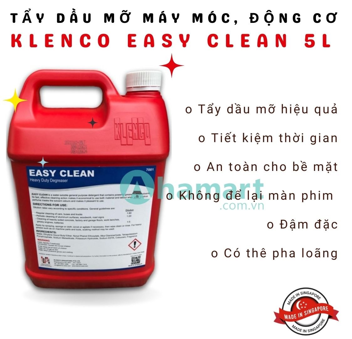 Hóa chất tẩy rửa dầu mỡ cực mạnh Klenco Easy Clean 5L