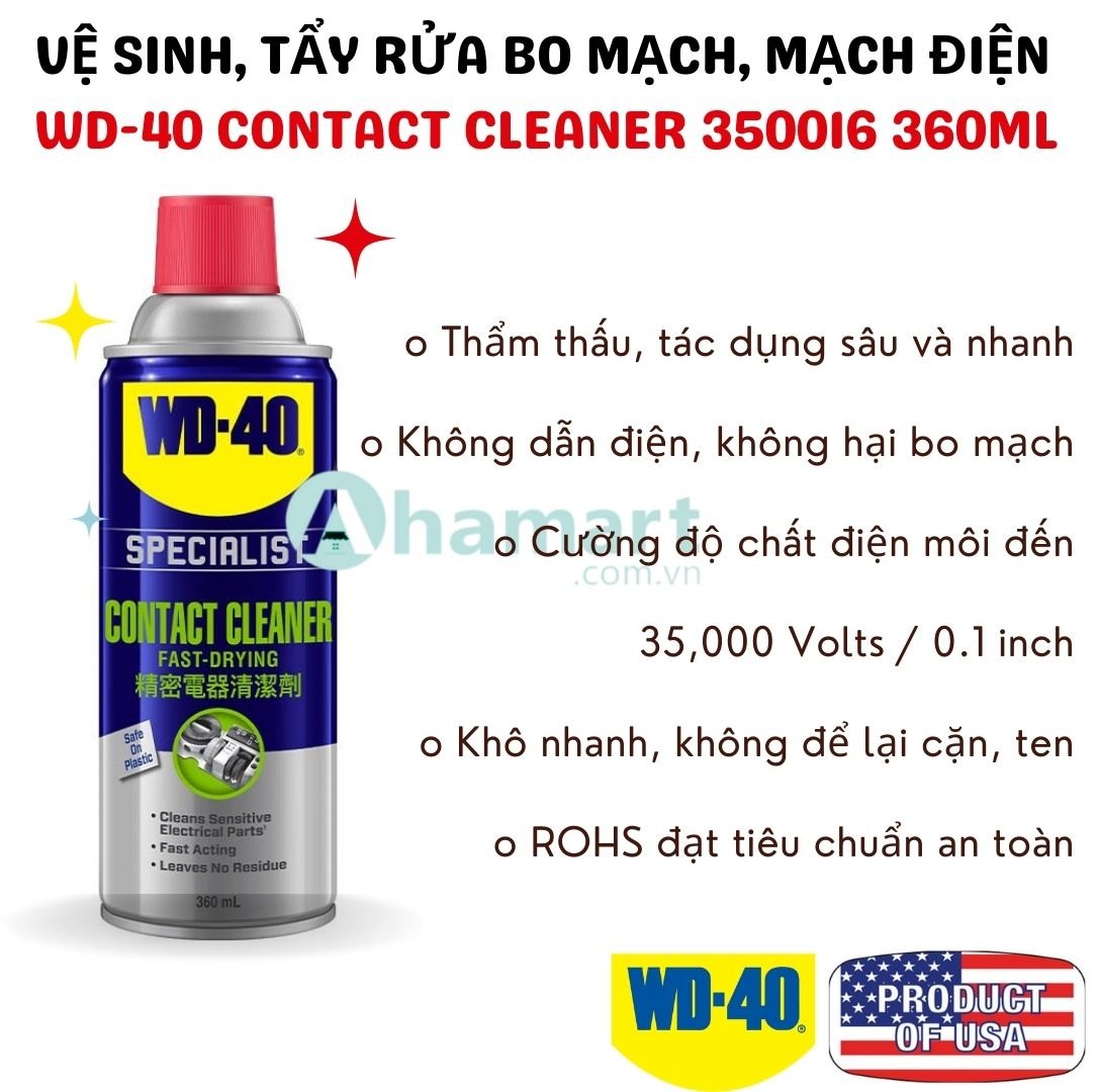 Chai xịt vệ sinh bo mạch, mạch điện WD-40 Specialist Fast Drying Contact Cleaner 350016 360ml