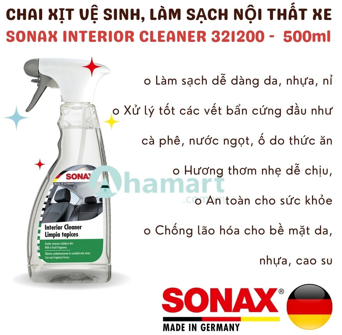 Dung Dịch Vệ Sinh Làm Sạch Nội Thất Xe Sonax Interior Cleaner 321200 500ml