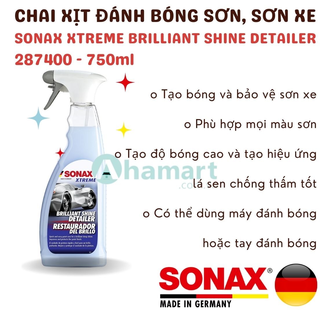 Chai xịt đánh bóng sơn Sonax Xtreme Brilliant Shine Detailer 287400 750ml