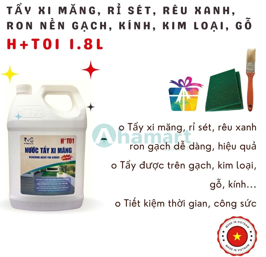 Hóa chất tẩy xi măng, tẩy rêu xanh, tẩy rỉ sét, ron gạch HT01 1.8L