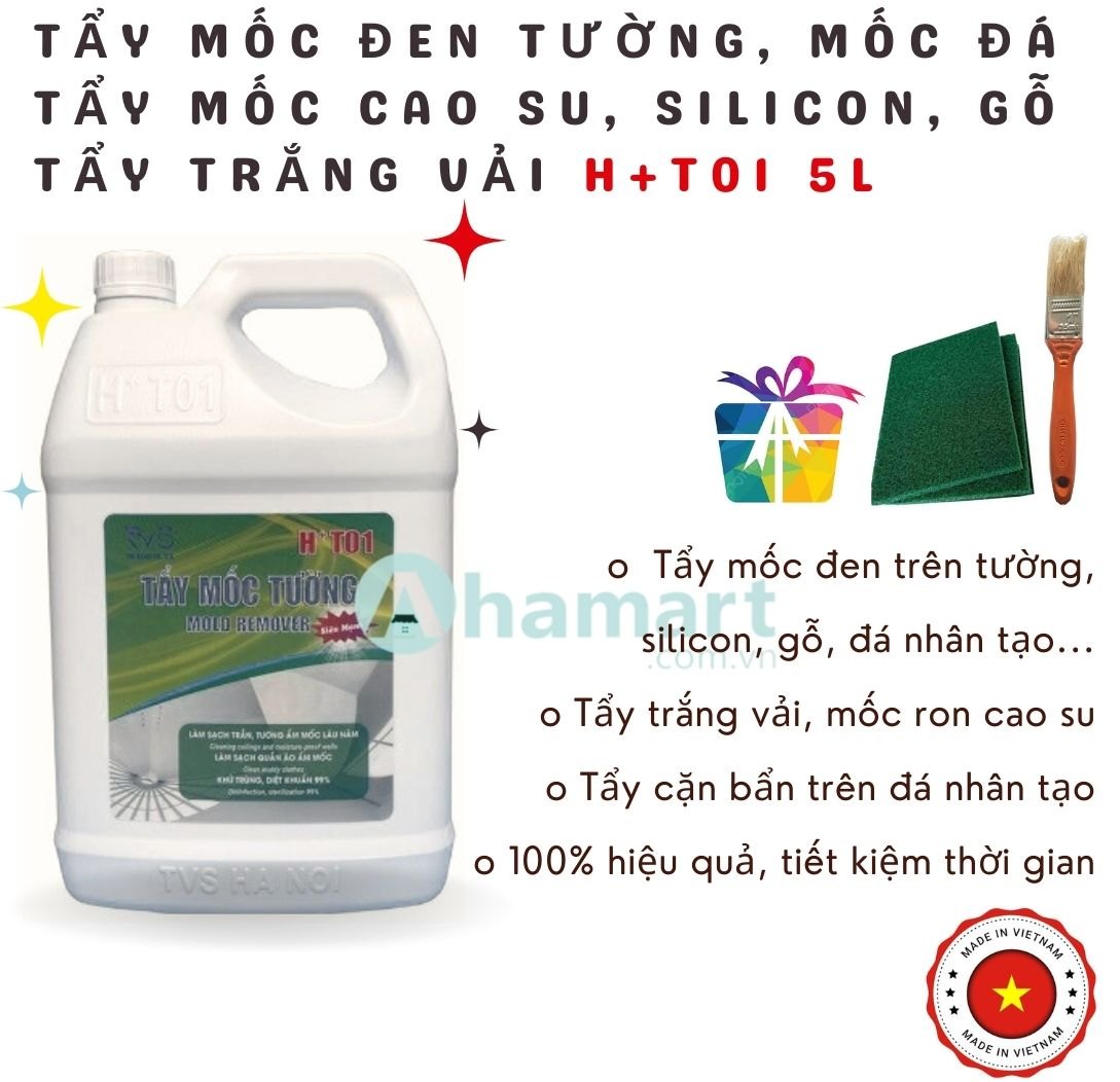 Chất tẩy mốc tường, mốc đá, mốc cao su, mốc silicon, tẩy trắng vải, khử trùng bề mặt HT01