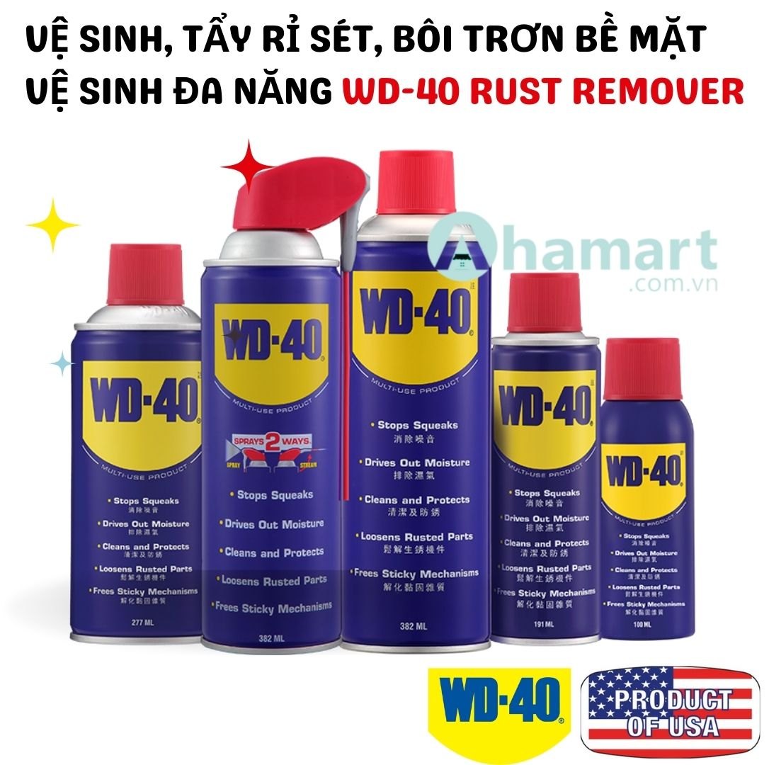 Chai xịt tẩy, chống rỉ sét, bôi trơn, chống ăn mòn WD-40