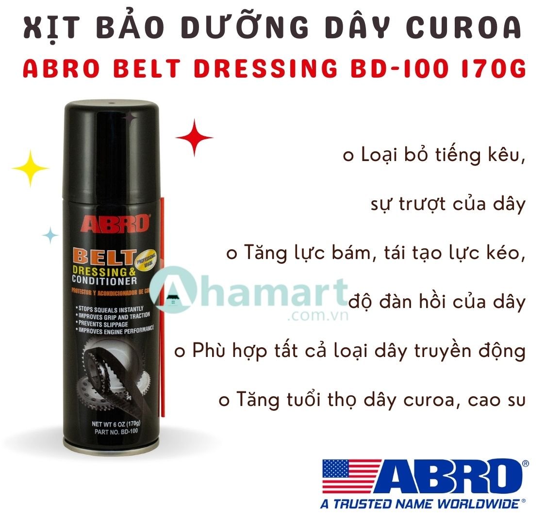 Chai xịt bảo dưỡng dây curoa Abro Belt Dressing & Conditioner BD-100 170g