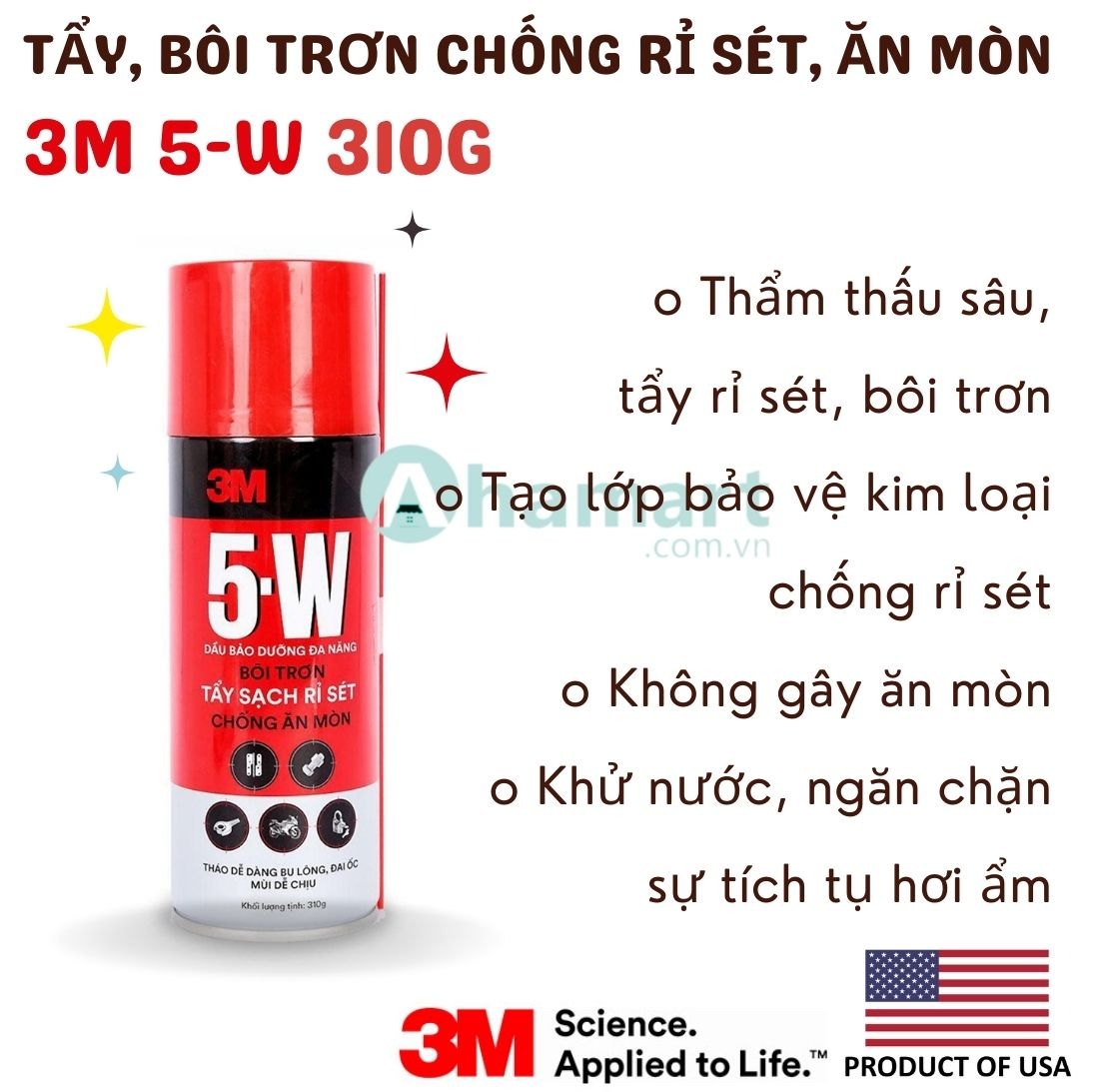 Chai xịt tẩy, chống rỉ sét, bôi trơn chống ăn mòn 3M 5-W (5W) 310g