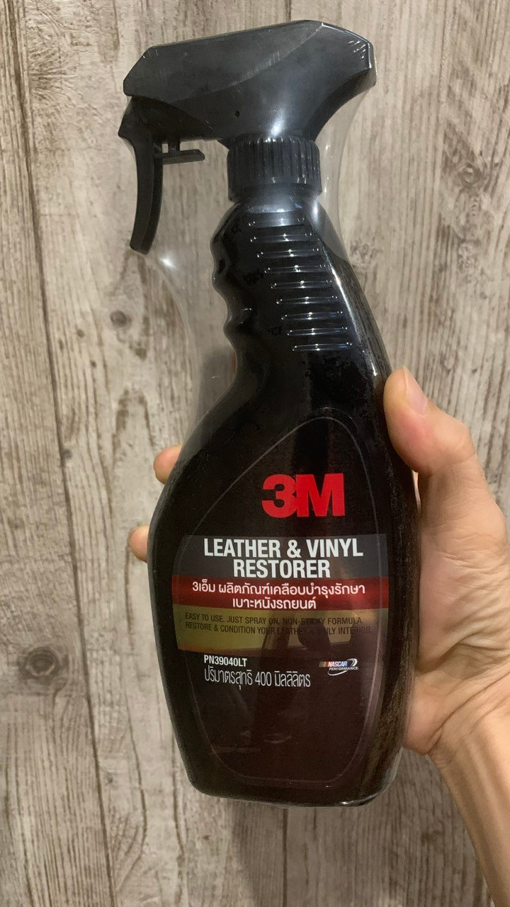 Chai xịt chăm sóc da, vệ sinh nội thất ô tô, taplo, tapi 3M Leather & Vinyl Restorer 39040LT 400ml