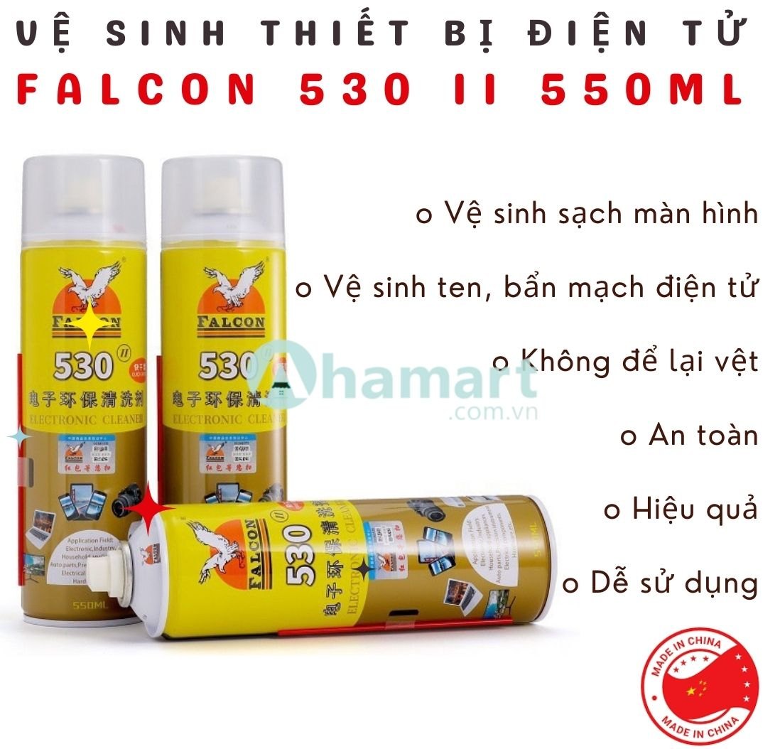 Chai xịt vệ sinh màn hình, tẩy rửa bo mạch Falcon 530 II Electronic Cleaner 550ml