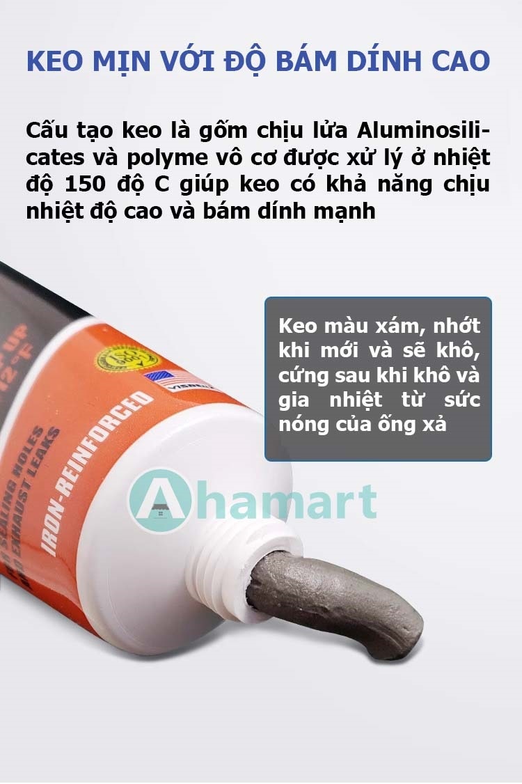 Keo vá pô, trám vết nứt, lủng pô xe, nắp lò, máy móc chịu nhiệt 1100 độ C Visbella 75g