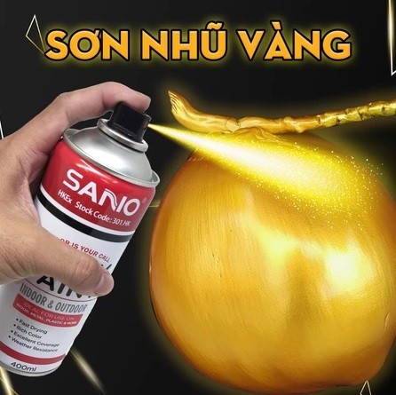 Sơn xịt nhũ vàng ánh kim chuyên sơn trái cây Sano 2599 400ml