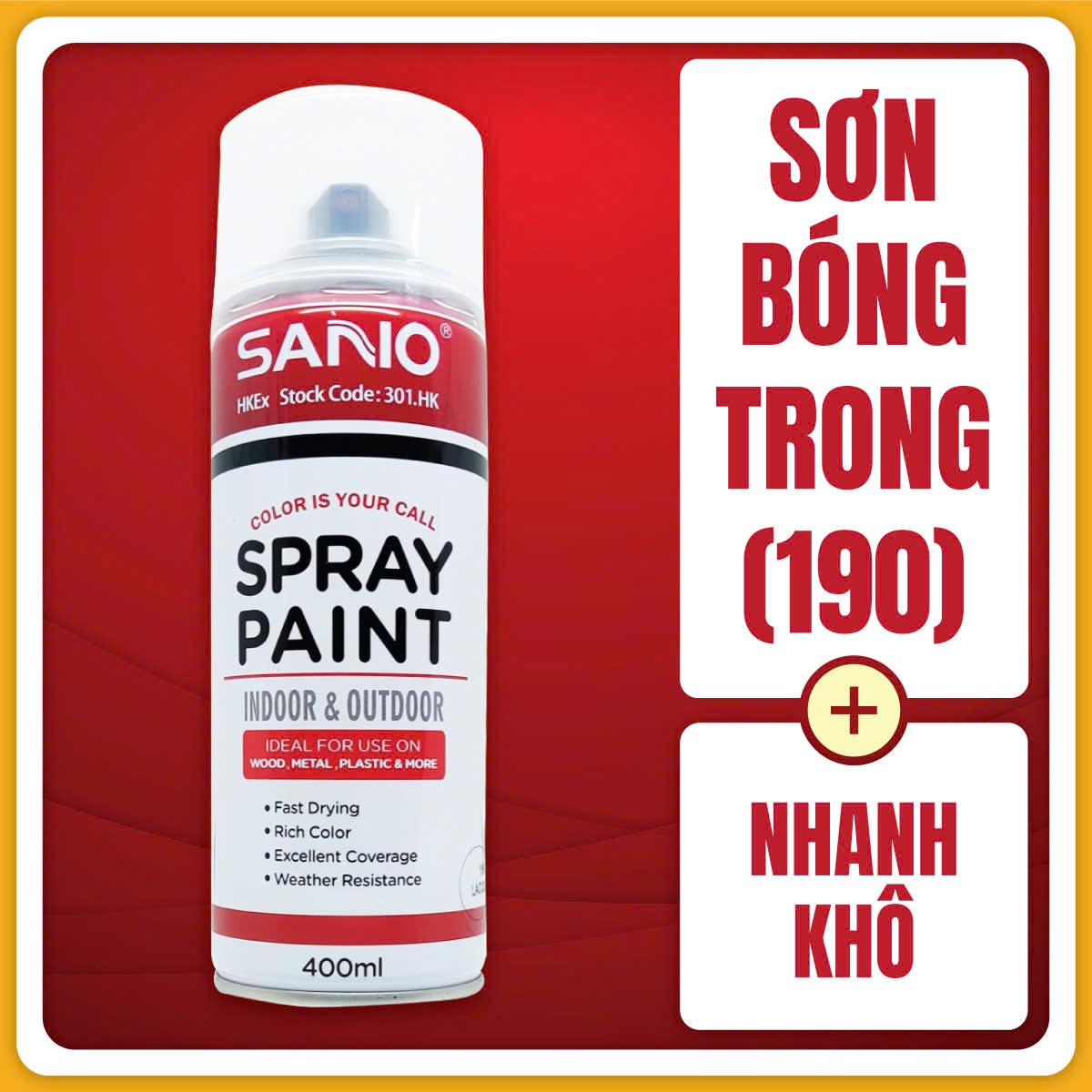 Sơn xịt phủ bóng hiệu ứng bóng trong Sano SN190 400ml