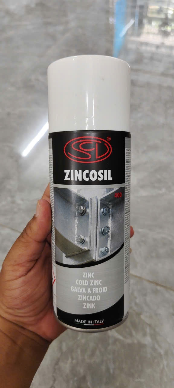 Chai xịt sơn mạ kẽm lạnh Siliconi Zincosil màu bạc 400ml