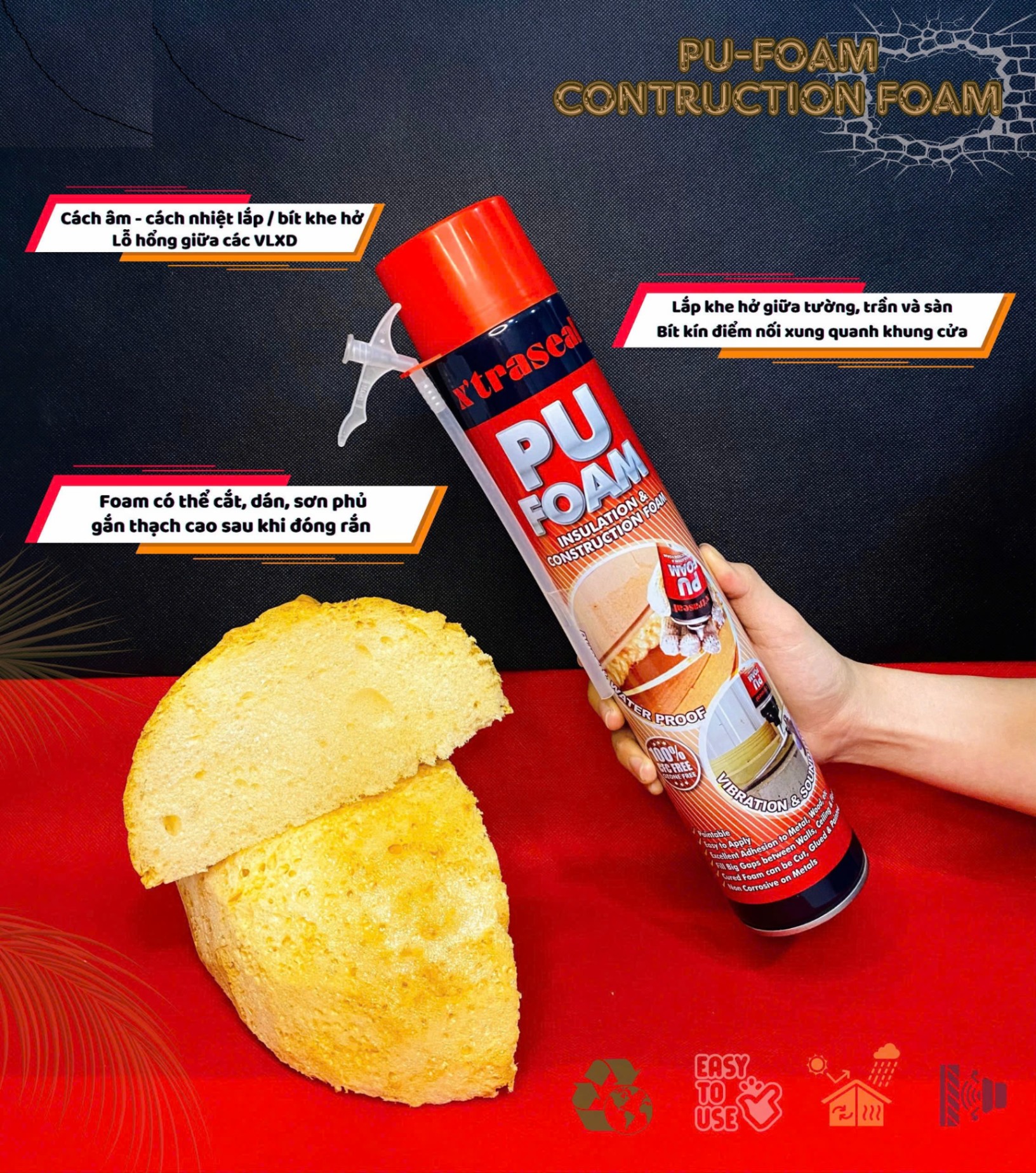 Keo cách âm cách nhiệt X'traseal PU Foam 750ml có vòi