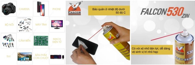 Chai xịt vệ sinh màn hình, tẩy rửa bo mạch Falcon 530 II Electronic Cleaner 550ml