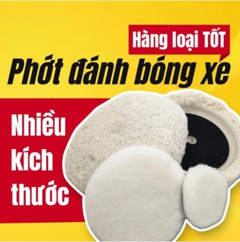 Phớt đánh bóng lông cừu 1 mặt, 2 mặt kích thước 3 inch, 5 inch, 8 inch