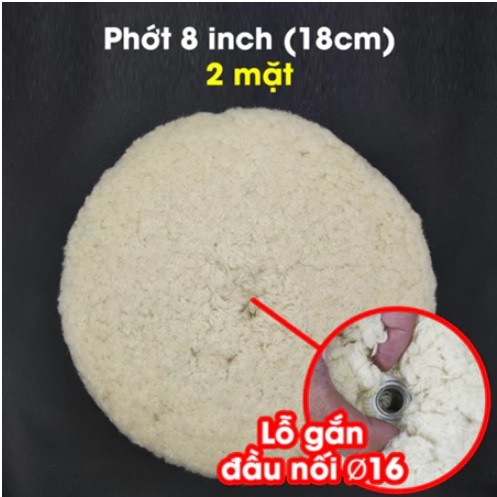 Phớt đánh bóng lông cừu 1 mặt, 2 mặt kích thước 3 inch, 5 inch, 8 inch