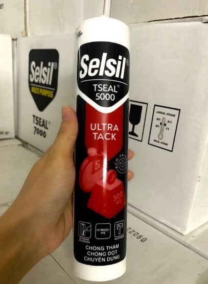 Keo silicon chống thấm, chống dột chuyên dụng Selsil Tseal 5000 Hybrid Ultra Tack 290ml màu trắng sữa