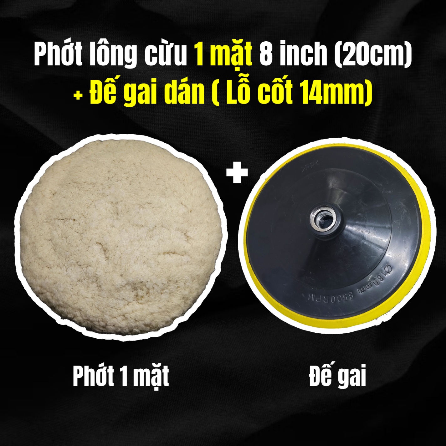 Phớt đánh bóng lông cừu 1 mặt, 2 mặt kích thước 3 inch, 5 inch, 8 inch