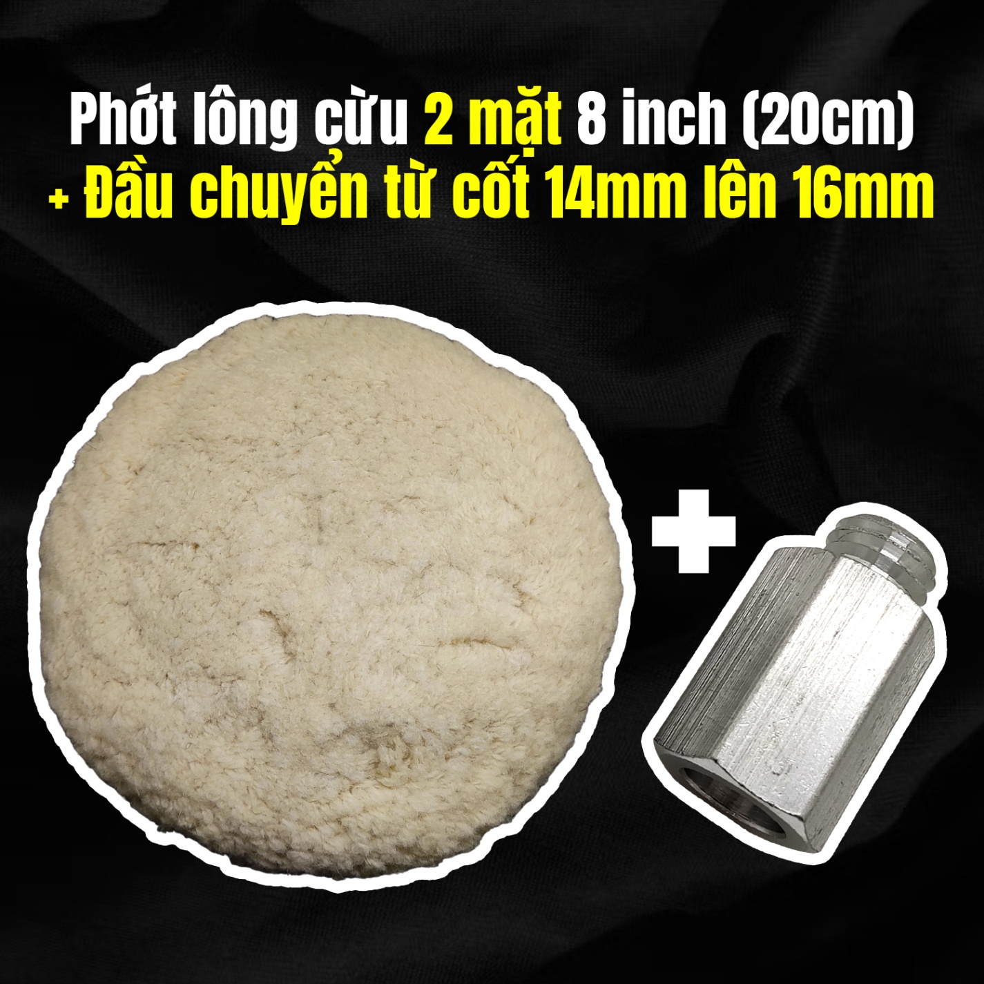 Phớt đánh bóng lông cừu 1 mặt, 2 mặt kích thước 3 inch, 5 inch, 8 inch