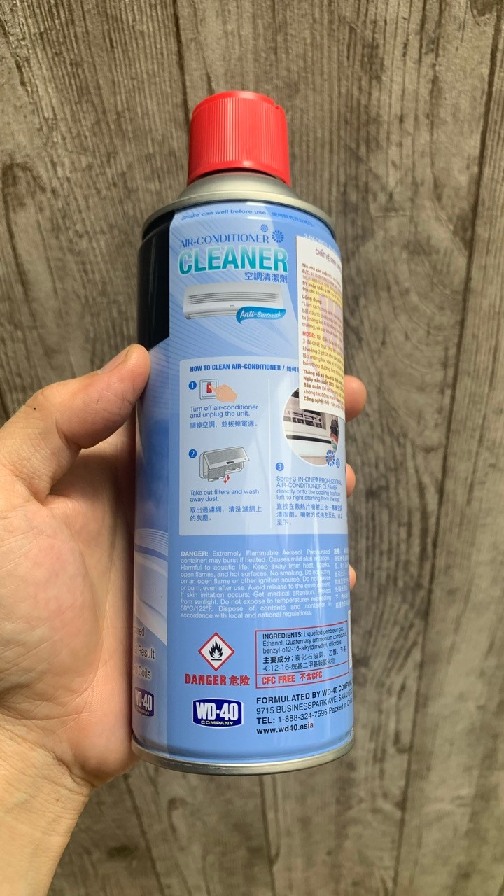 Chai Xịt Vệ Sinh Máy Lạnh WD-40 (WD40) 3 In 1 Professional Air Conditioner Cleaner 85149 331ml