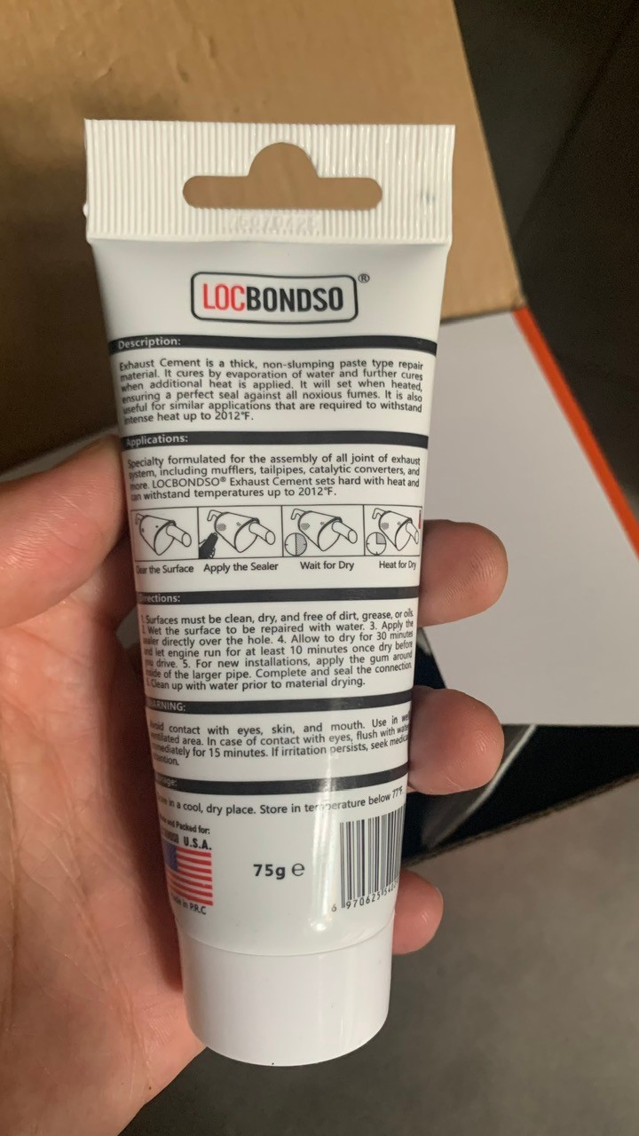 Keo vá pô, trám vết nứt, lủng pô xe, nắp lò, máy móc chịu nhiệt 1100 độ C Locbondso 75g