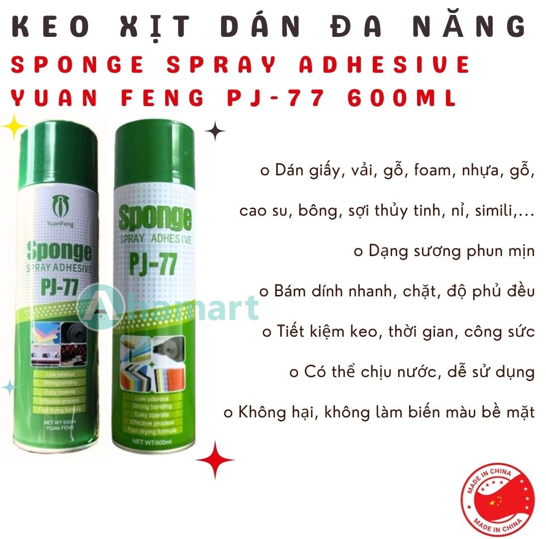 Keo xịt đa năng dán nhiều loại vật liệu Yuan Feng Sponge Spray Adhesive PJ-77 (PJ77) 600ml