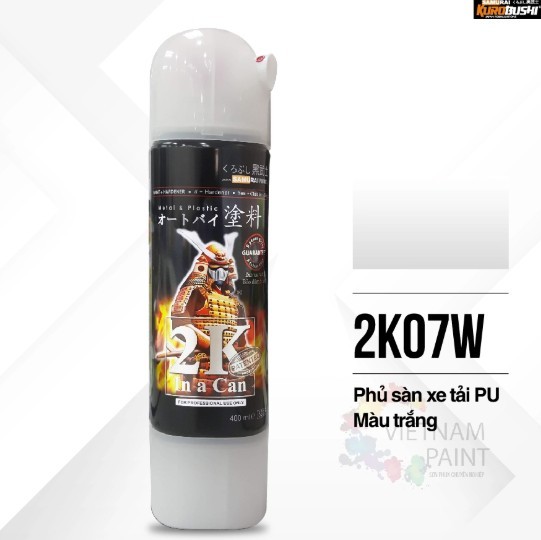 Sơn xịt Samurai Kurobushi 2K07W màu trắng sần gốc PU 400ml