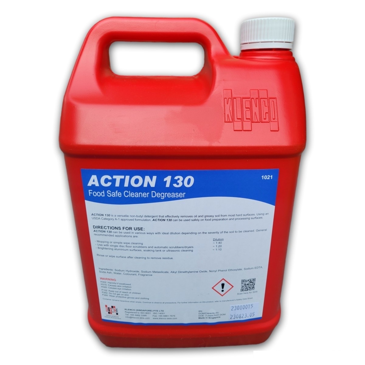 Dung dịch tẩy dầu mỡ bếp Klenco Action 130 an toàn hiệu quả 5L