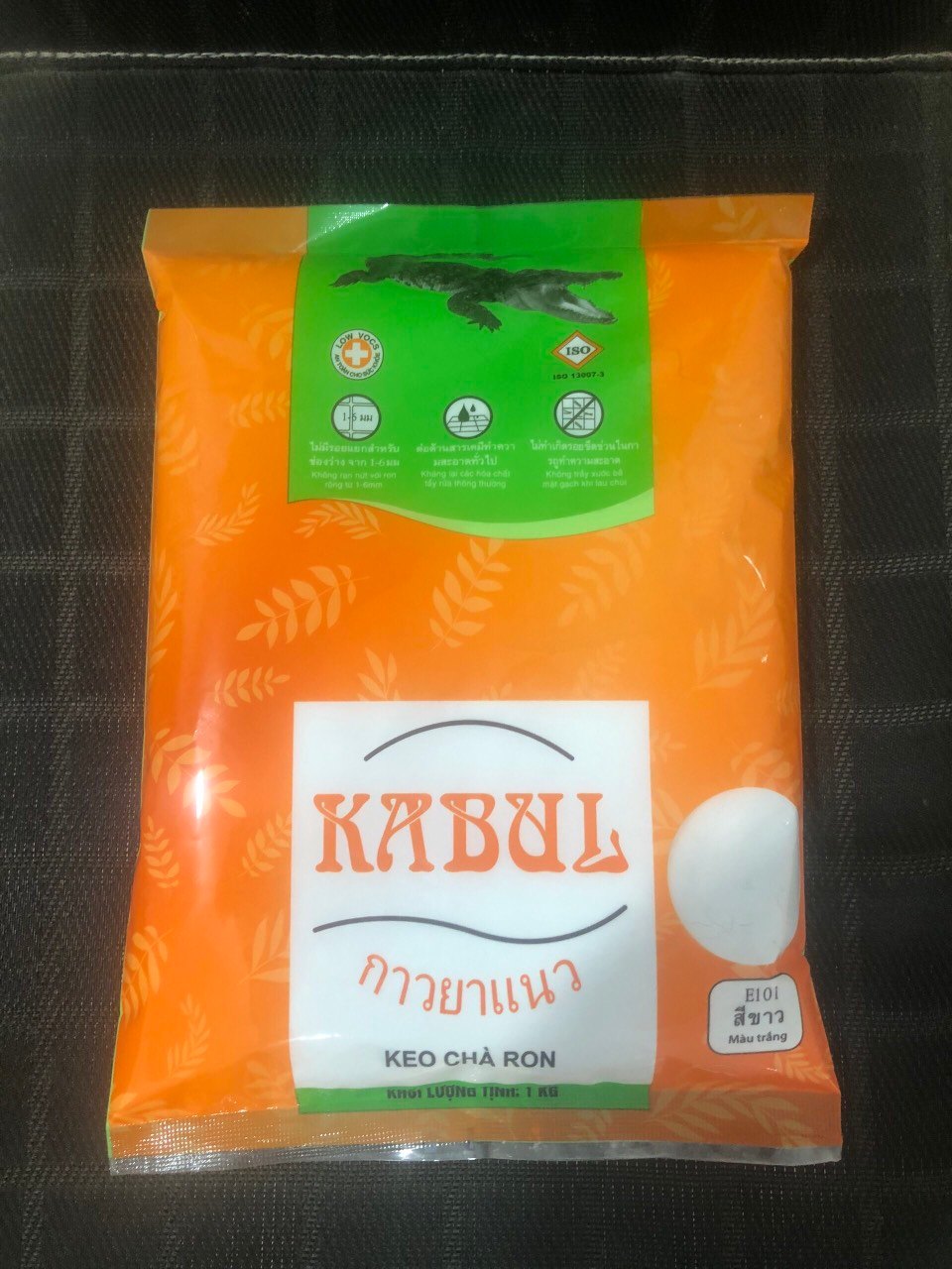 Keo chà ron chống thấm Kabul Eco E101 màu trắng bịch 1 kg