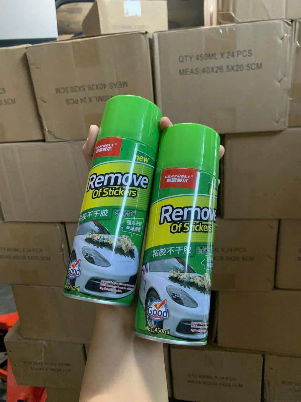 Chai xịt tẩy keo nhãn, băng dính Graywell Remove of Stickers 450ml