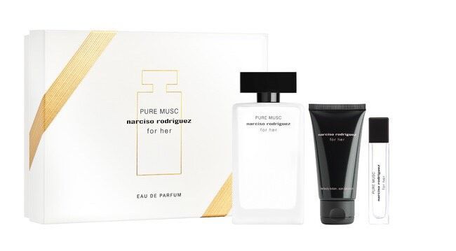 Nước hoa Nữ - Gift Set Narciso Rodriguez Pure Musc For Her EDP 100ml + Mini 10ml + Body lotion 50ml