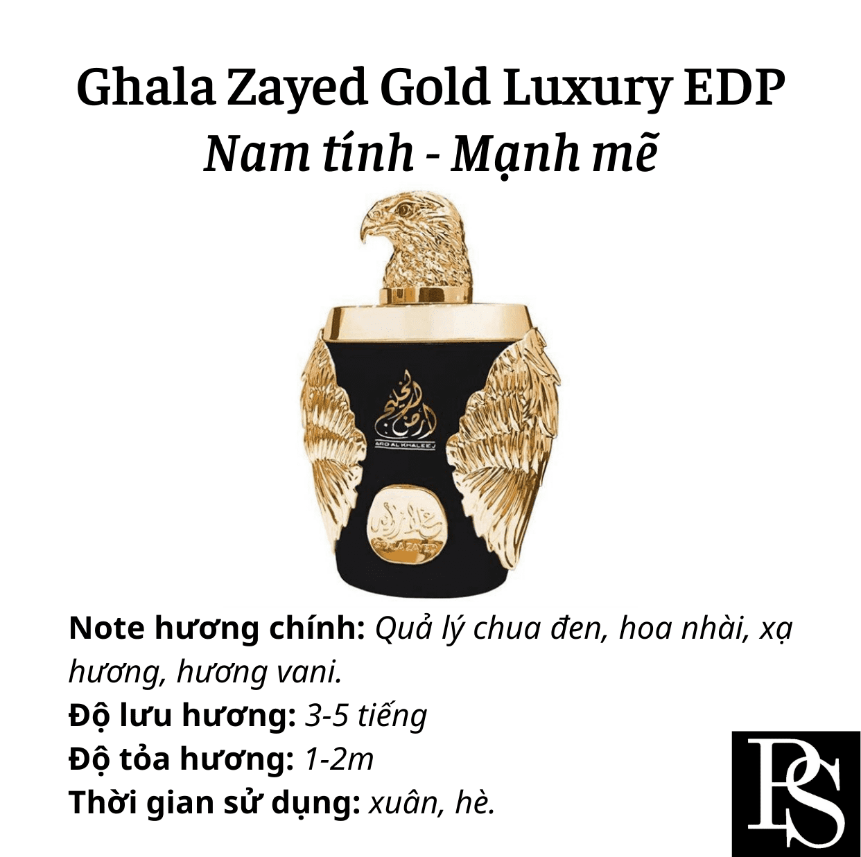 Nước hoa Nam - Ghala Zayed Gold Luxury EDP ( đại bàng đen )