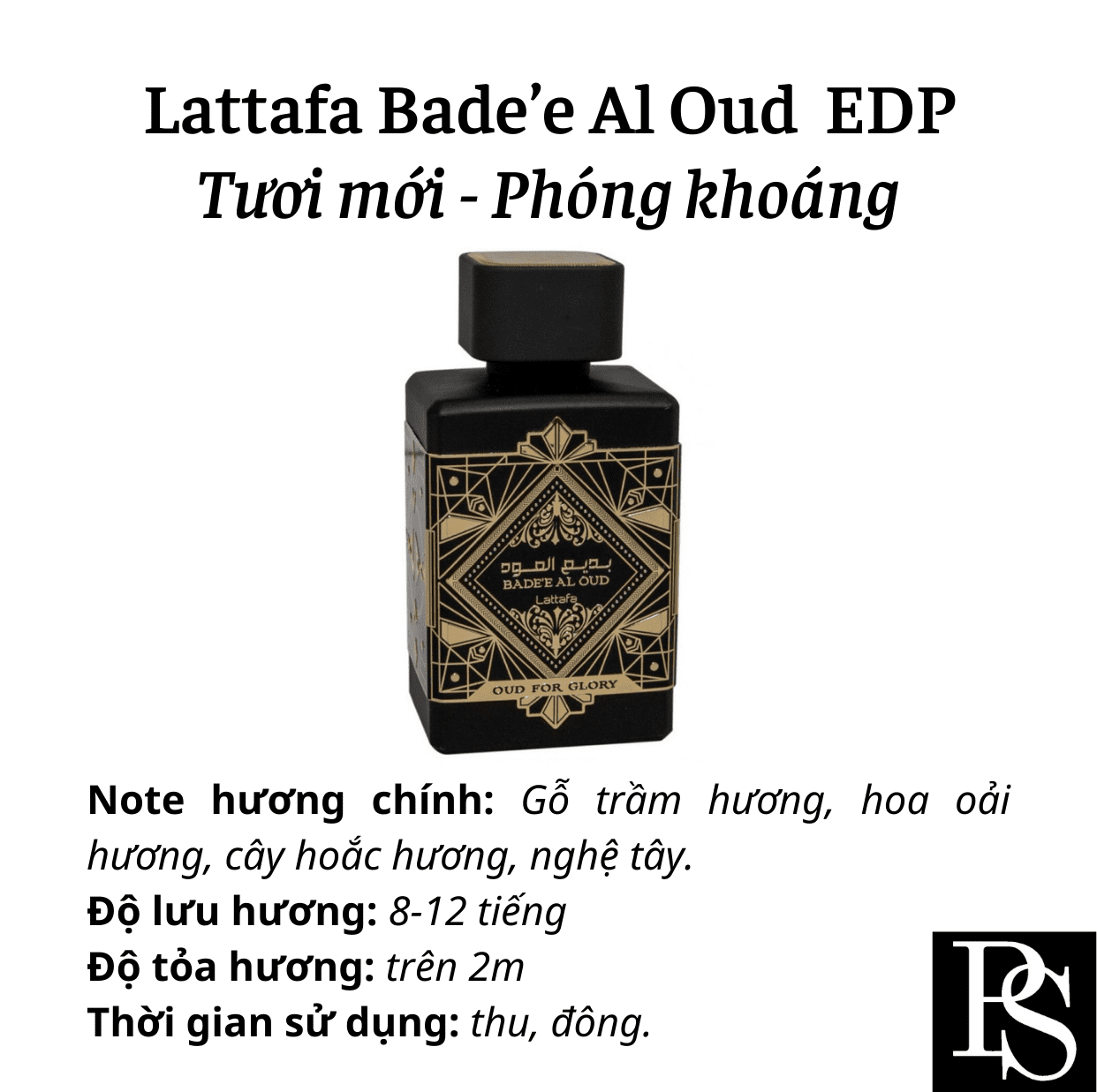 Nước hoa Nam - Lattafa Bade’e Al Oud (Oud for Glory) EDP