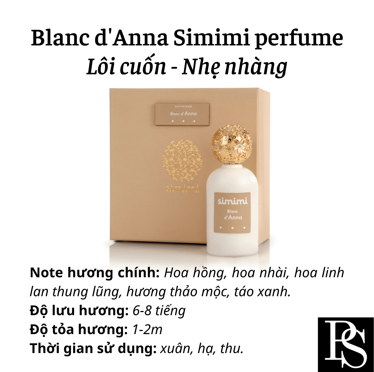 Nước hoa Niche - simimi Blanc d'Anna Eau Parfumée