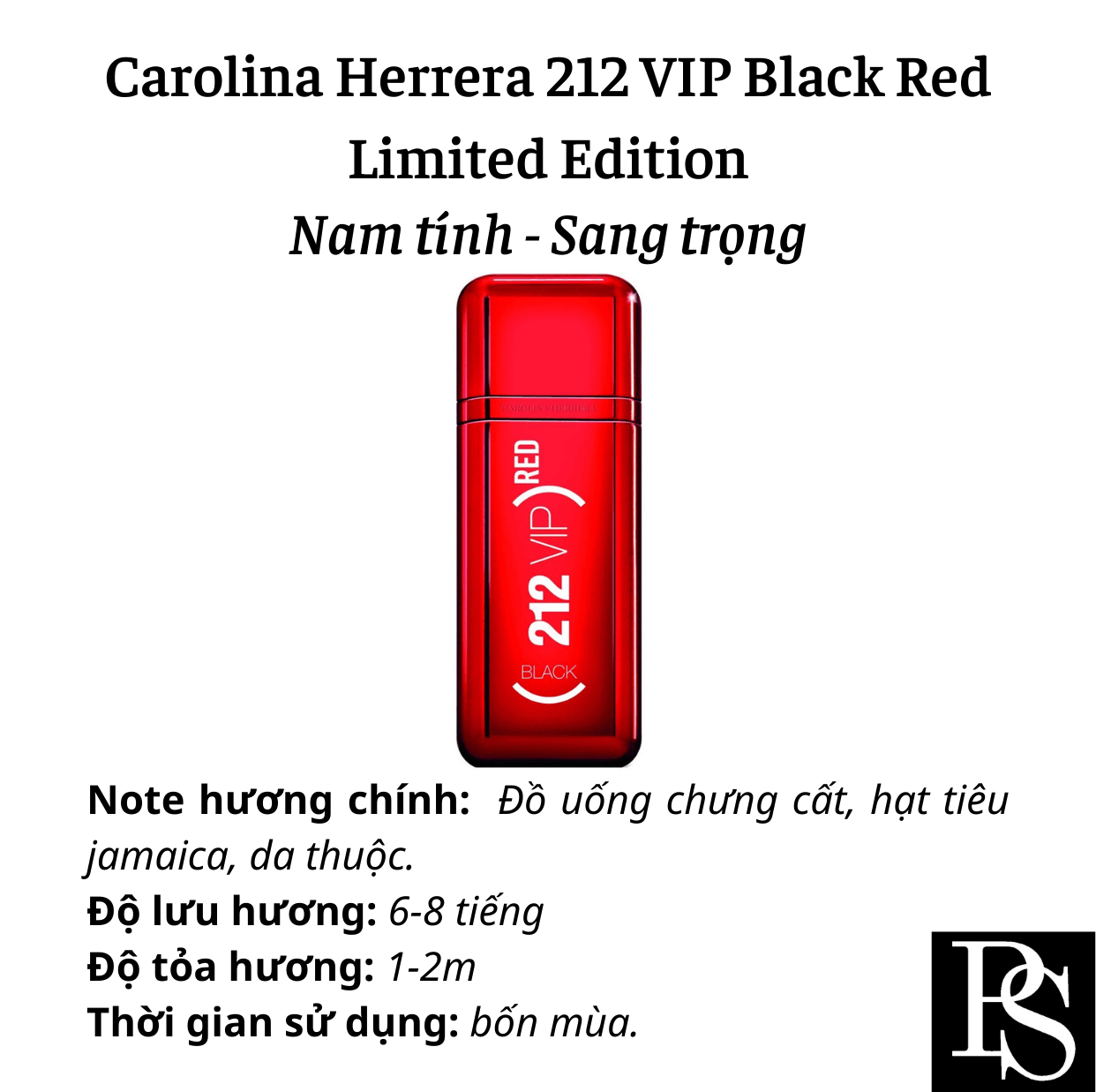 Nước hoa Nam - Carolina Herrera 212 VIP Black Red Limited Edition