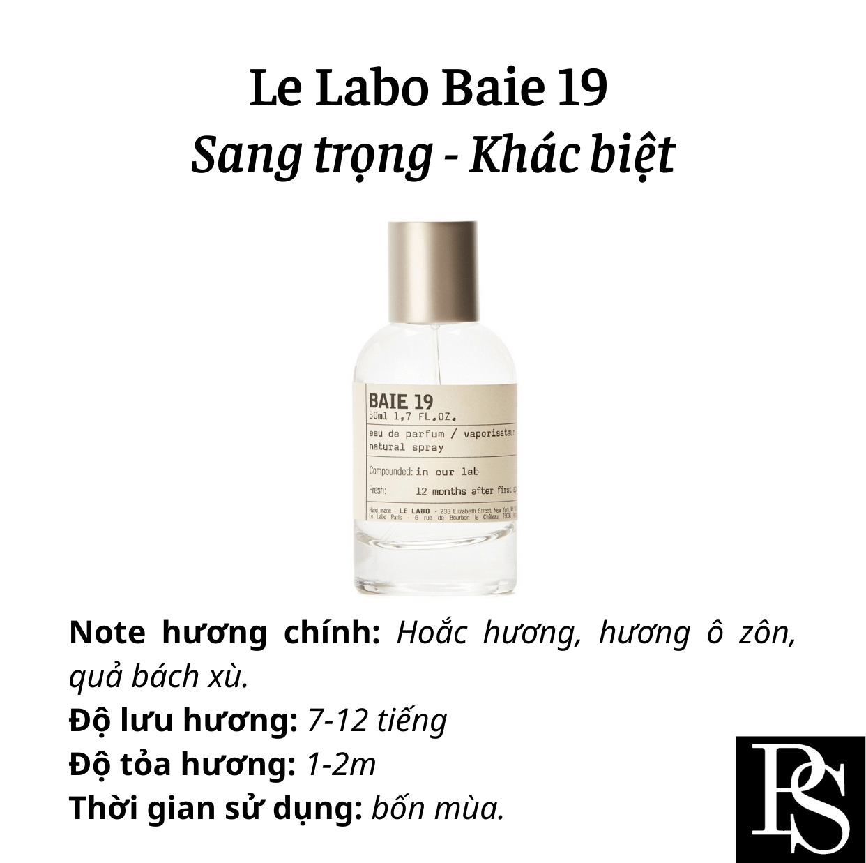 Nước hoa Niche - Le Labo Baie 19