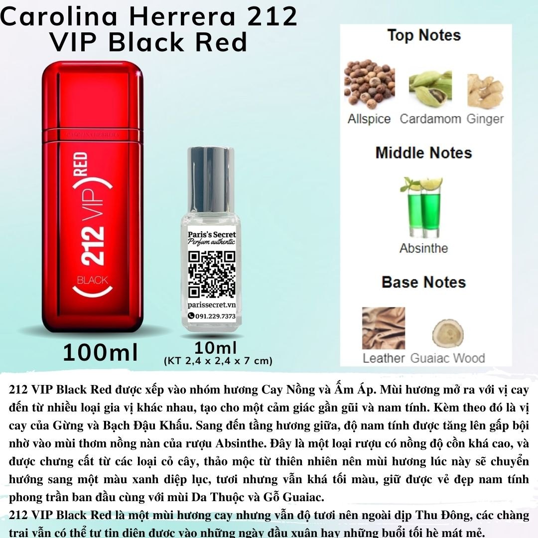 Nước hoa Nam - Carolina Herrera 212 VIP Black Red Limited Edition