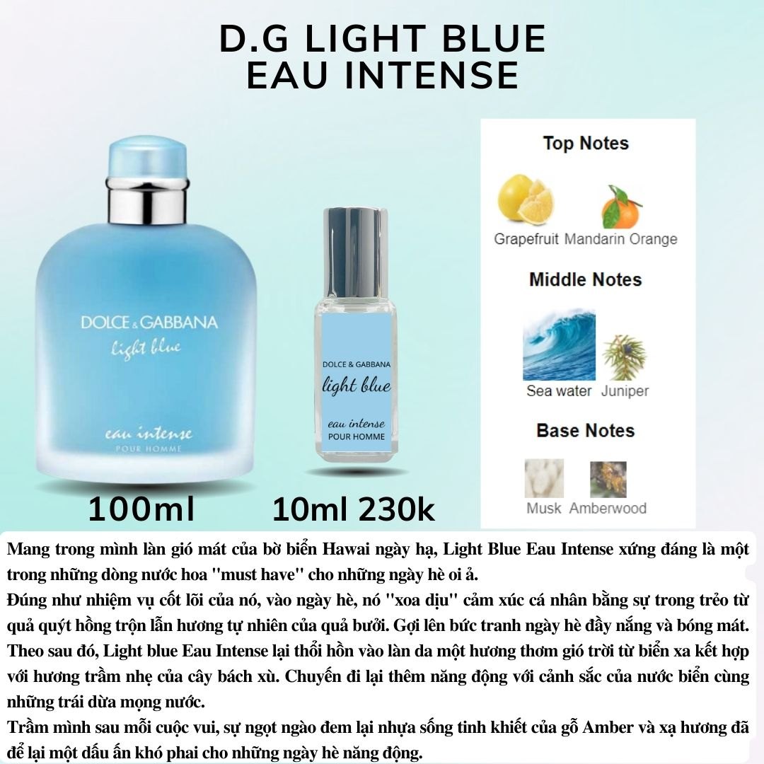 Nước hoa Nam - DG Light Blue Eau Intense EDP