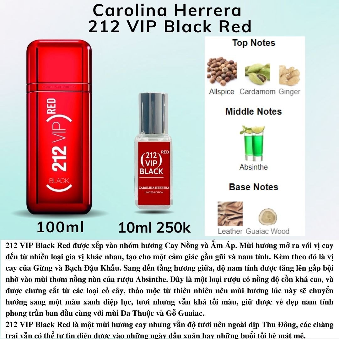 Nước hoa Nam - Carolina Herrera 212 VIP Black Red Limited Edition